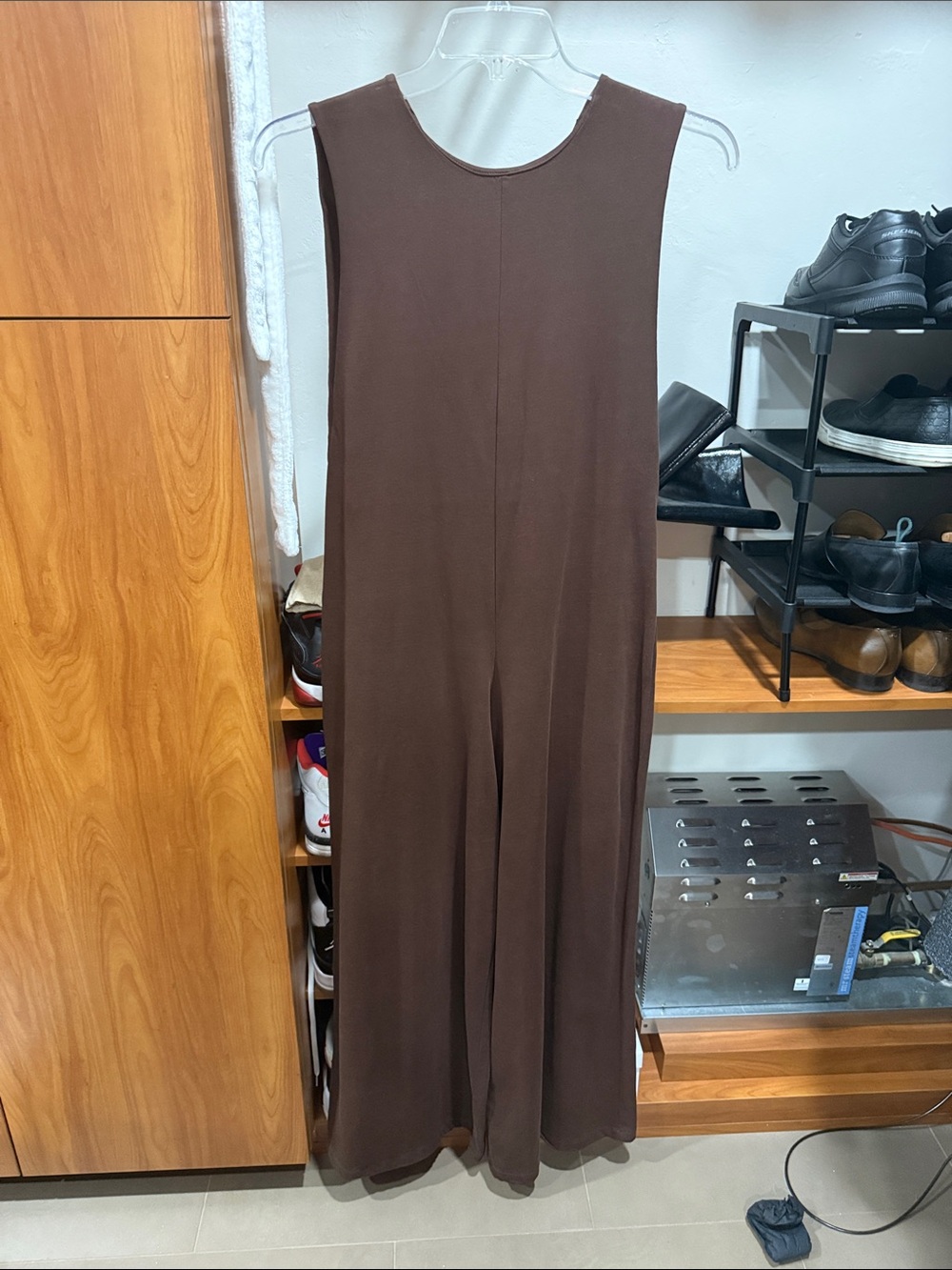 Zara Chocolate Brown Sleeveless Wide-Leg Jumpsuit